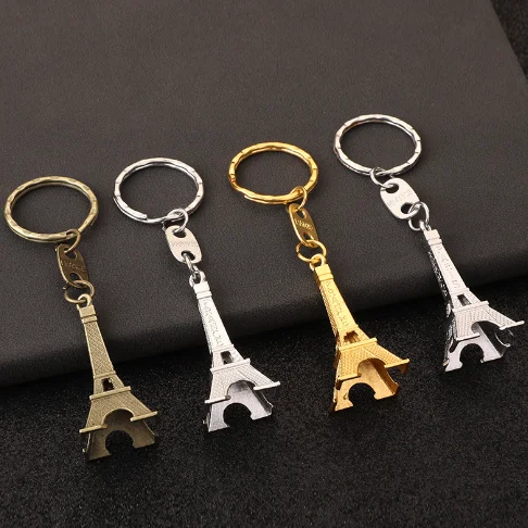 3D Key Ring Maker Metal Silver Souvenir Key Chain Keyrings Custom Eiffel Tower Keychain Wholesale