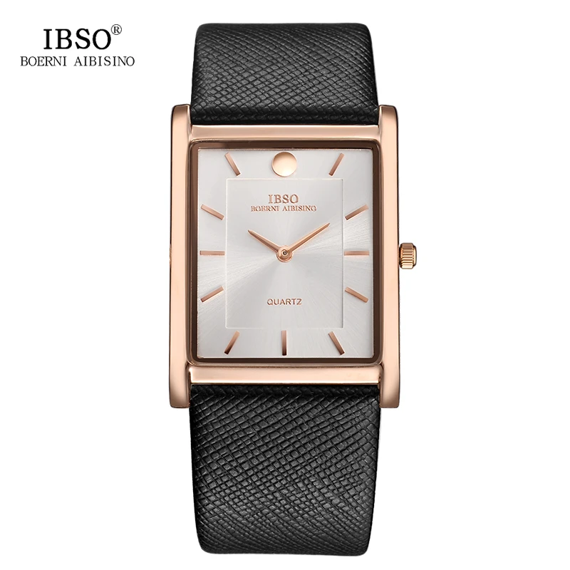 IBSO Men Luxury Quartz Watches Genuine Leather Wristwatch For Men