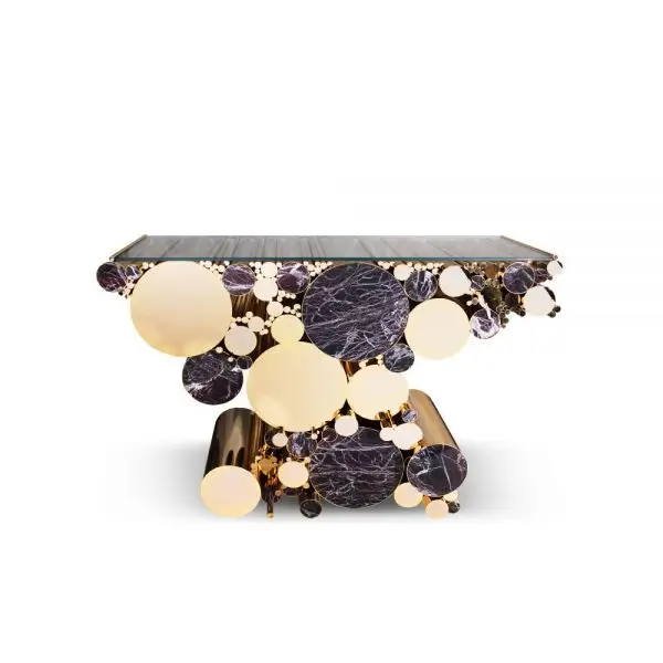 Sunwe modern luxury wood glass perfect combination side table Boca   art brass living room furniture console tables coffee table