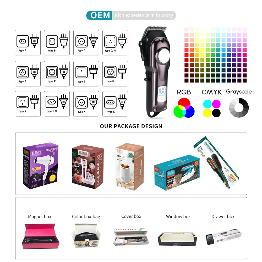 PRITECH hot new design rechargeable beard trimmer cordless hair clipper for men