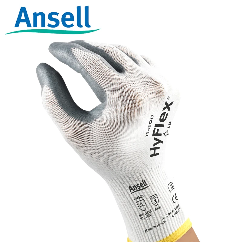 Ansell Wear Resistant, Anti Slip, Breathable Foam Nitrile Coating Immersion Palm Tear Resistant Protective Gloves
