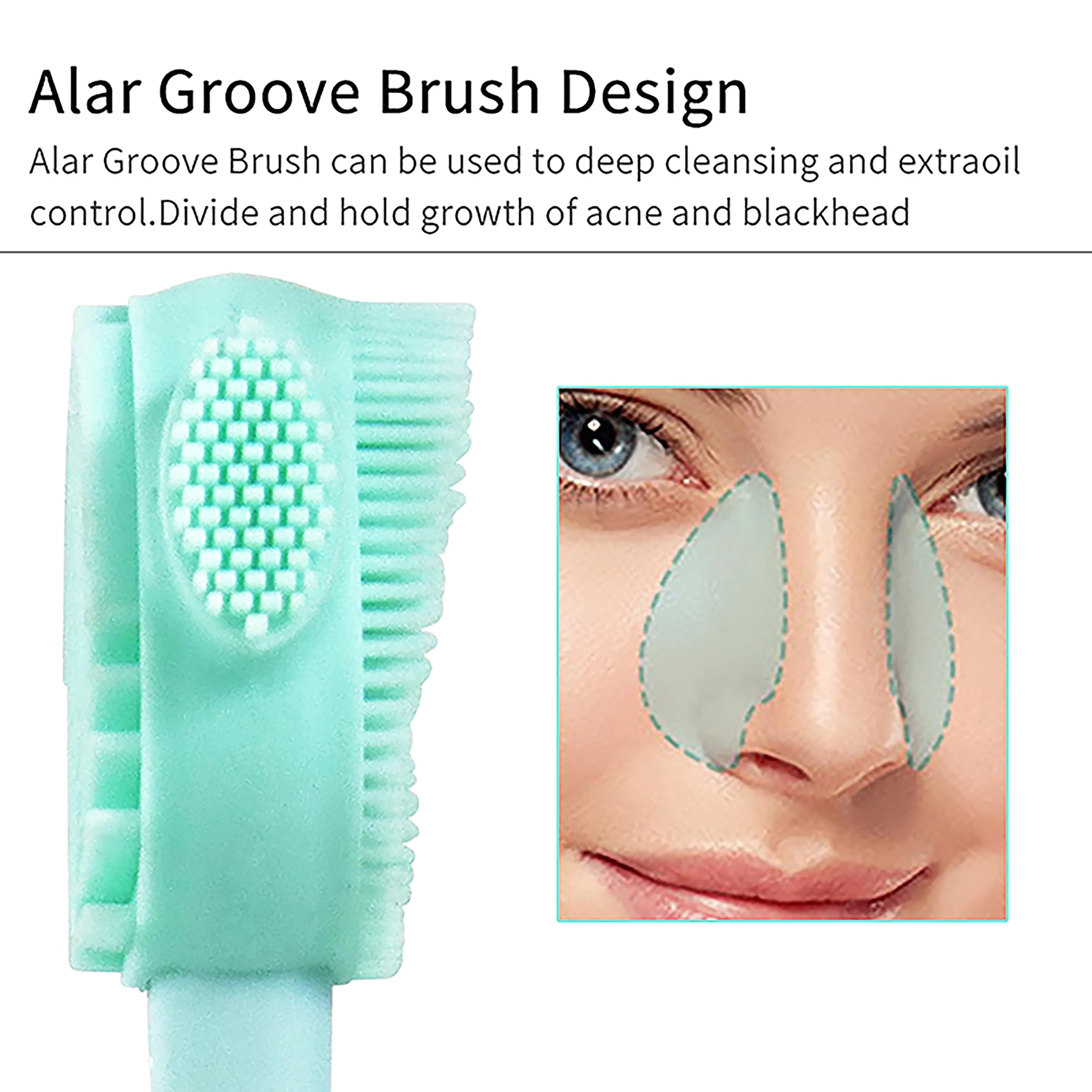 Multi-functional Silicone Skin Face Deep Wash Cleanser Massager Facial Cleansing Brush Alar Groove Face Spin Brush for Daily-Use