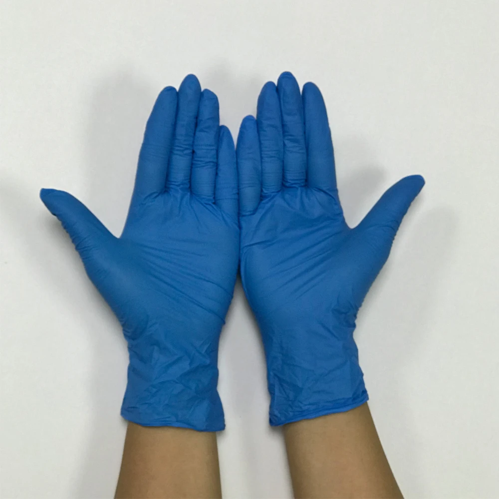 Blue Color medical disposable nitrile exam gloves