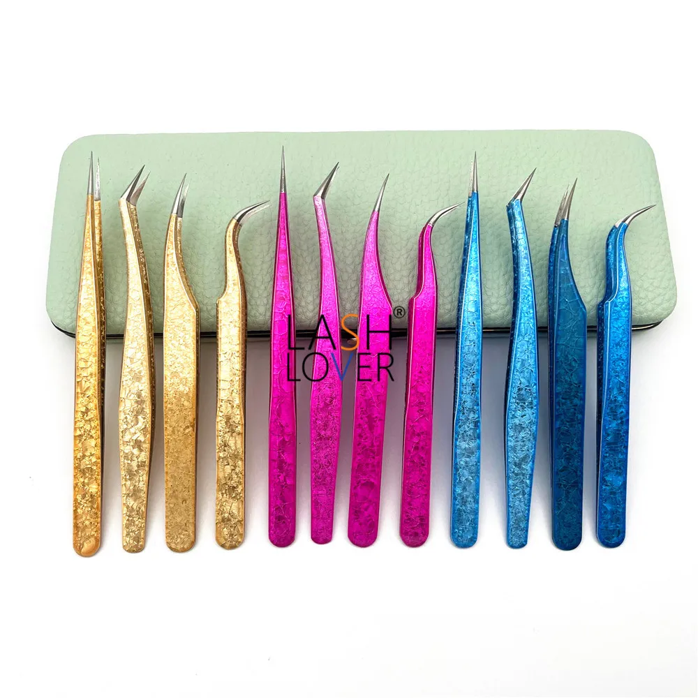 Wholesale Professional Gold Colored Eyelash Tweezer Customized Stainless Steel Eyebrow Tweezers