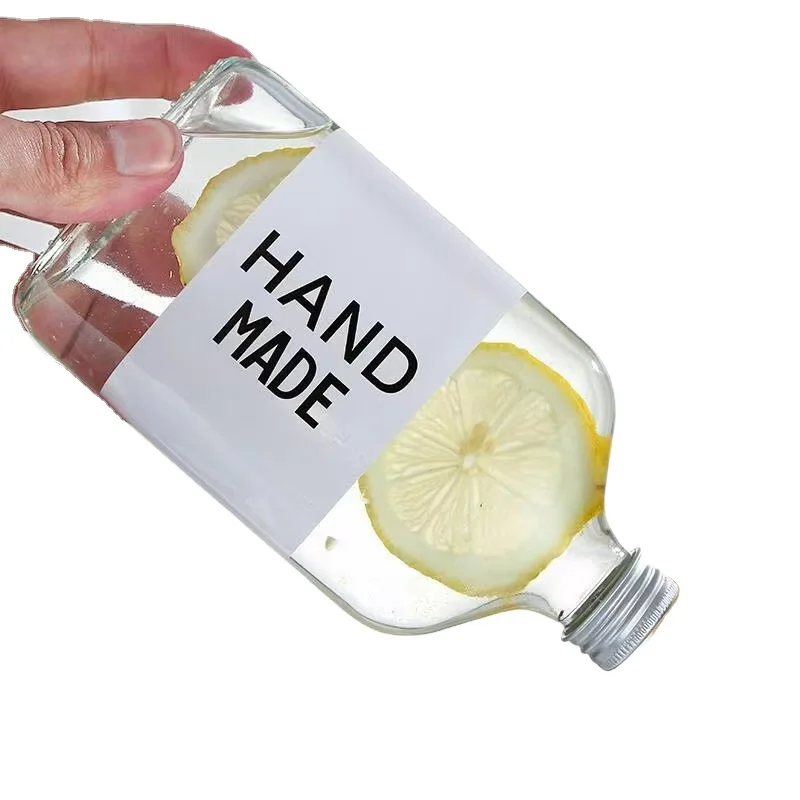 350ml  Flat Square Plastic Wine Vodka Bottle PET Whiskey Milk Tea Drink Bottle With Lid