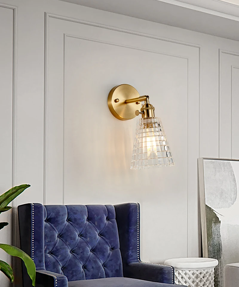 
Modern Glass Wall Light E27 LED Copper Light Switch Wall Sconce For Bedroom Living Room Suit Beside Wall Lamp 90-260V 