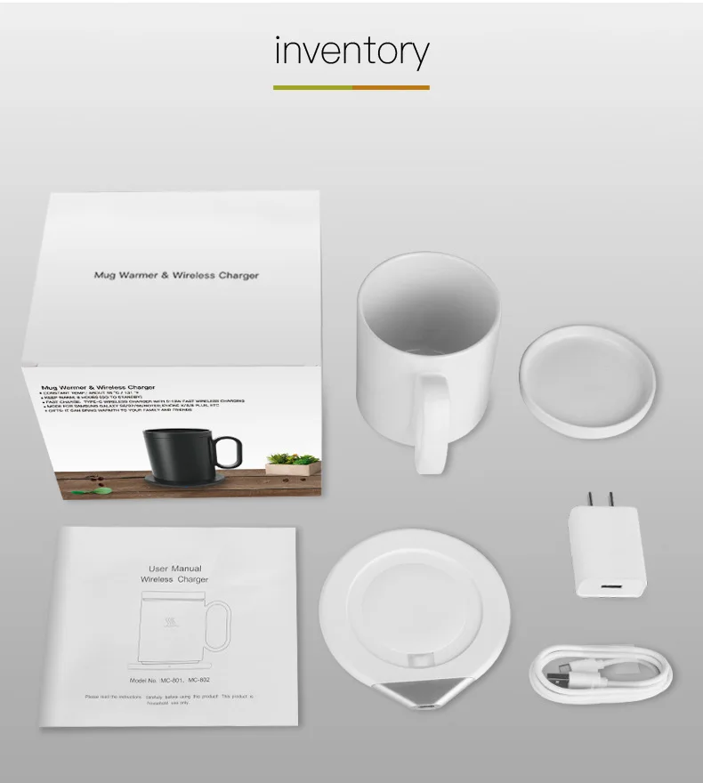 Usb Cup with Heating Plate Phone Self Heating Coffee Thermos Auto And Holder Coffee Mug Warmer Wireless Charger