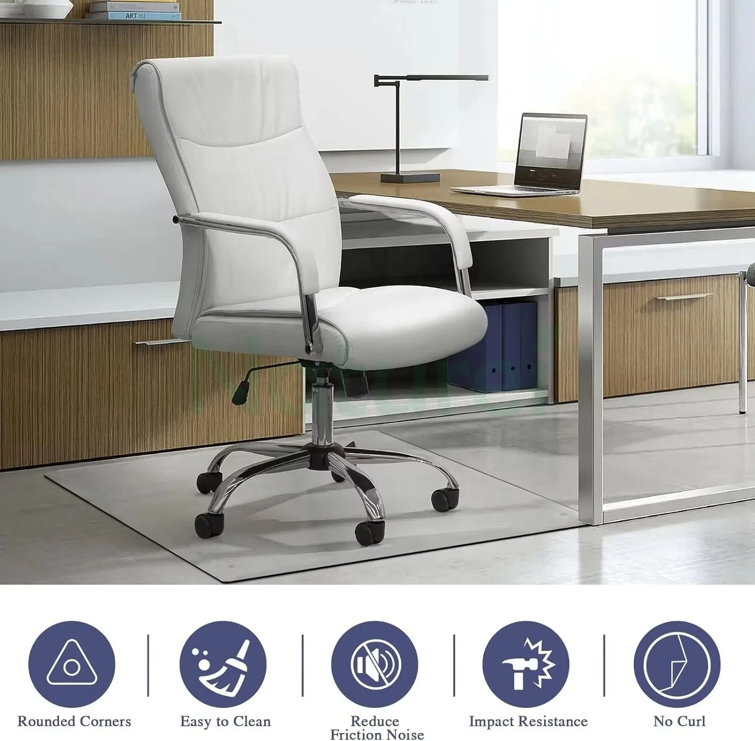 Polished Edge clear Glass Office Chair Mat Carpet Chair Mats for Rolling Chairs