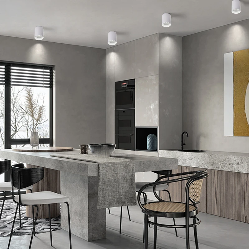 Cylinder Gu10 Commercial Spotlight 7W Sand Black Adjustable Surface Mounted Downlight