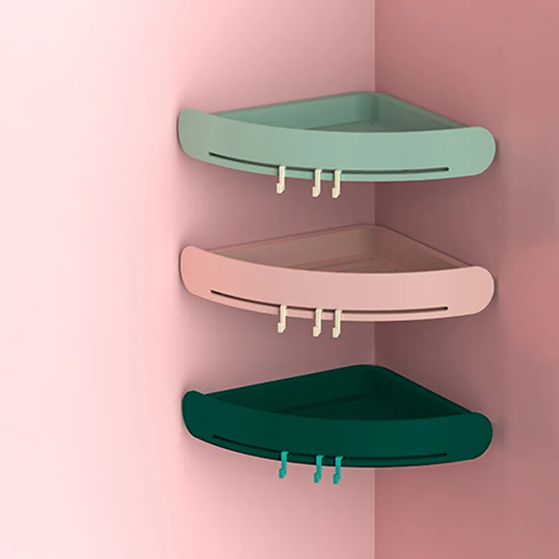 Best-selling Waterproof Corner Storage Rack Organizer Wall-mounted No-punch Bathroom Shower Plastic Storage Shelf