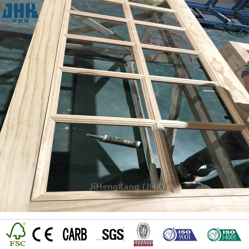 JHK-G02 1 Panel Full View Glass Luxury Color Glass Latest Glass Door Wooden Interior Swing Door for Kitchen Main Door Designs