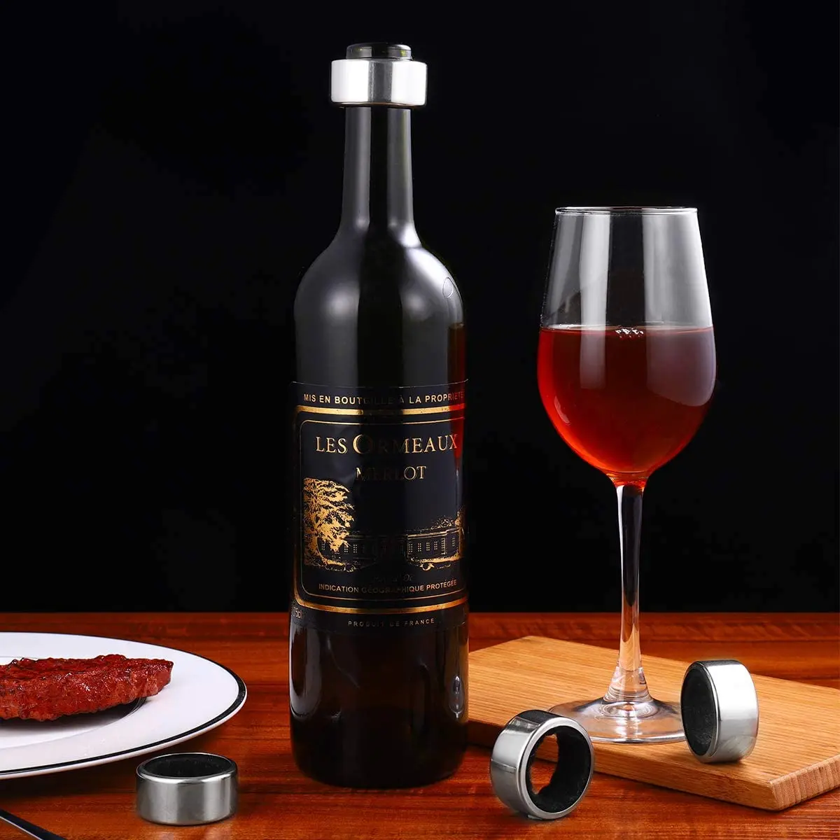 Wine Rings Stainless Steel Wine Bottle Collars Drip Rings, Simple and Durable Wine Drop Stopper with Velvet Felt