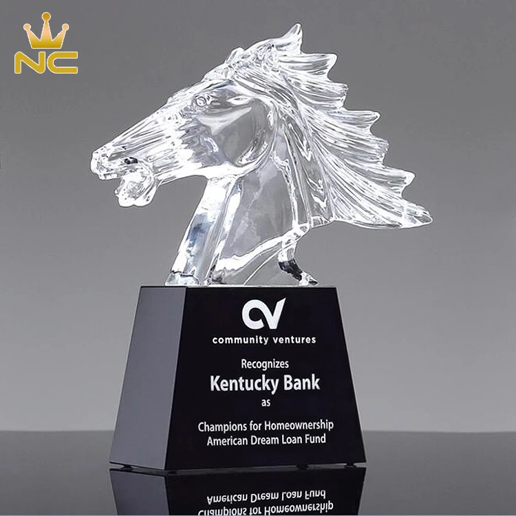 High Quality Mustang Crystal Horse Award For Horse Head Statue Business Trophy Souvenirs