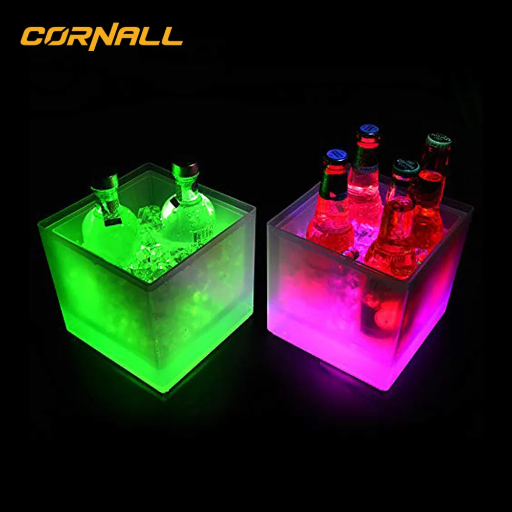 6 Bottles Champagne Bar Ice Barrel LED Luminous Beer Wine Bottle Led Rechargeable Acrylic Ice Bucket