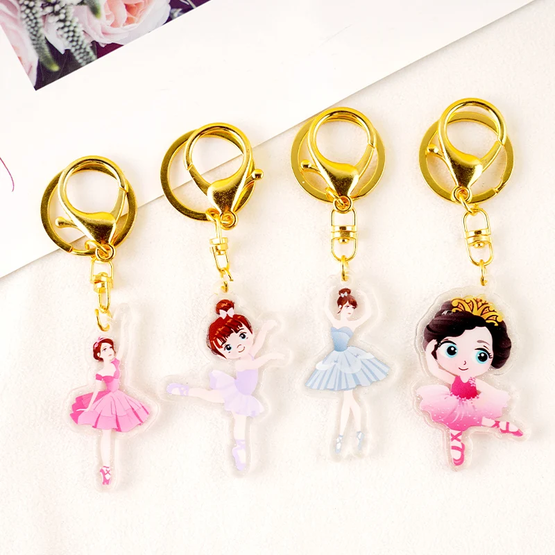 Dance Key Chain Children Cute Dancer Cartoon Pendant Student School Bag Anime Waterproof Pendant