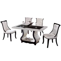 Modern Furniture kitchen dinning table and 6 chair Luxury restaurant leather wood base marble dining room sets dining tables