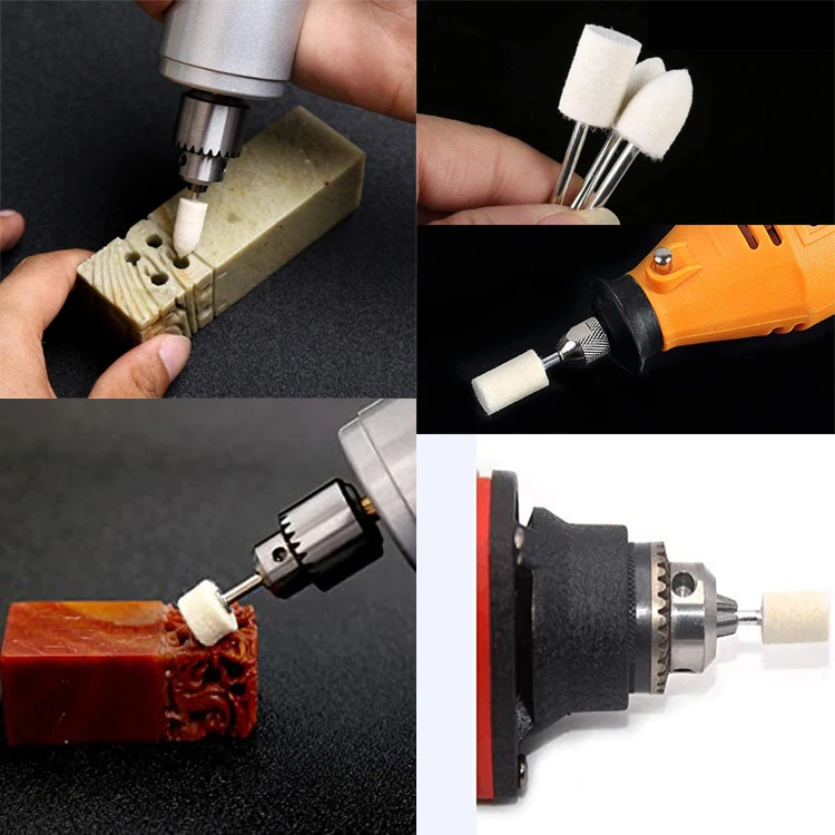 Mounted Mandrel Grinding Bits Accessories Attachment Cotton Buffing Wheels SATC Wool Felt Abrasive Disc High Quality Wool, Metal