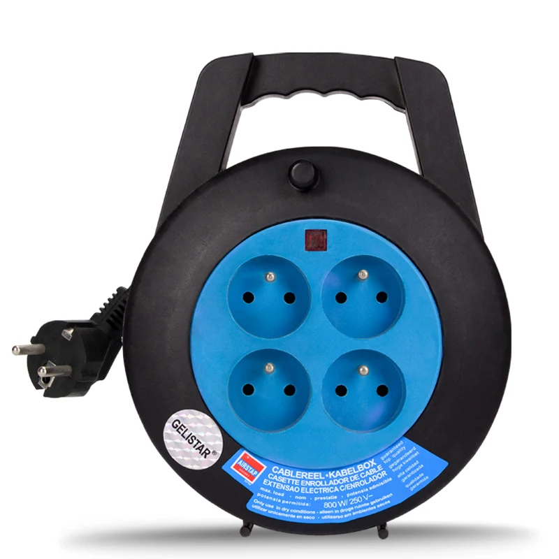 French standard good quality retractable extension sockets cable reel 100-240V with 4 sockets power strip surge protector