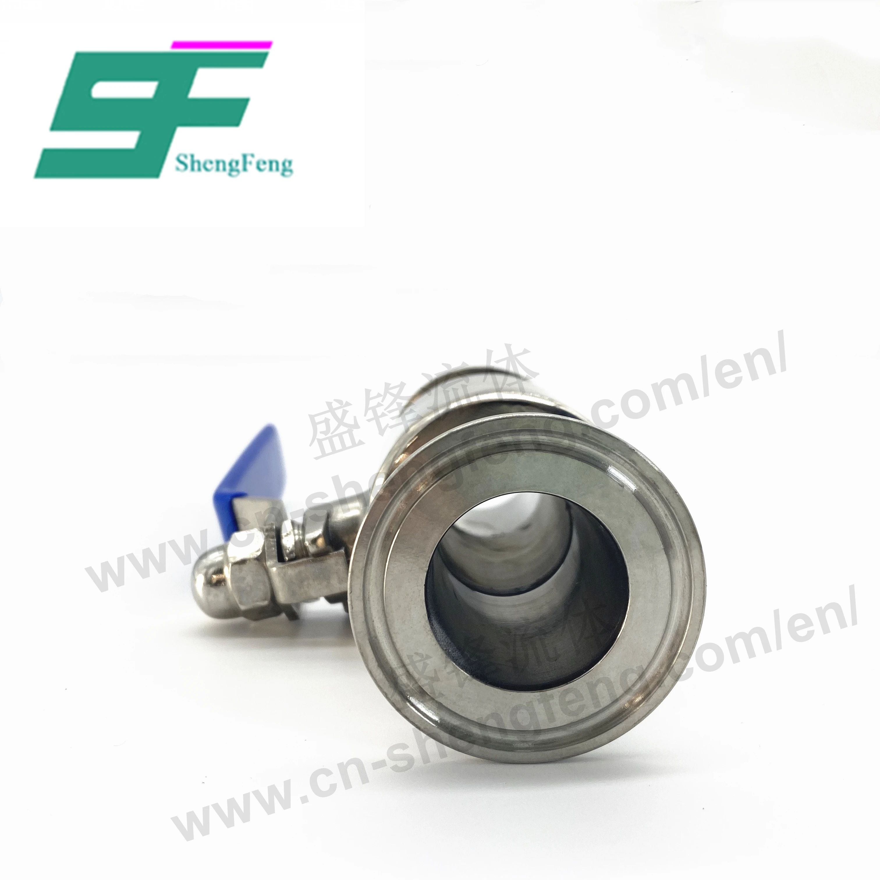 ShengFeng SS304 or SS316L Sanitary Stainless Steel  Sanitary Clamped Straight Ball Valve