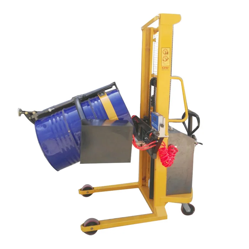350KG pneumatic hydraulic oil drum stacker loading truck small transport tool lift machine explosion-proof oil drum dump truck