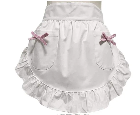 Fashion Cute White Cotton Apron Coffee Shop Waist Apron Kitchen Restaurant Work  Bow Lace Cooking Apron