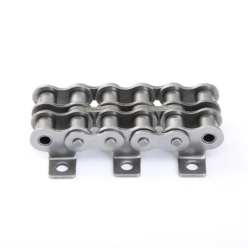 Our factory can customize to provide short rectangular chain standard carbon steel double row roller chain with attached plate