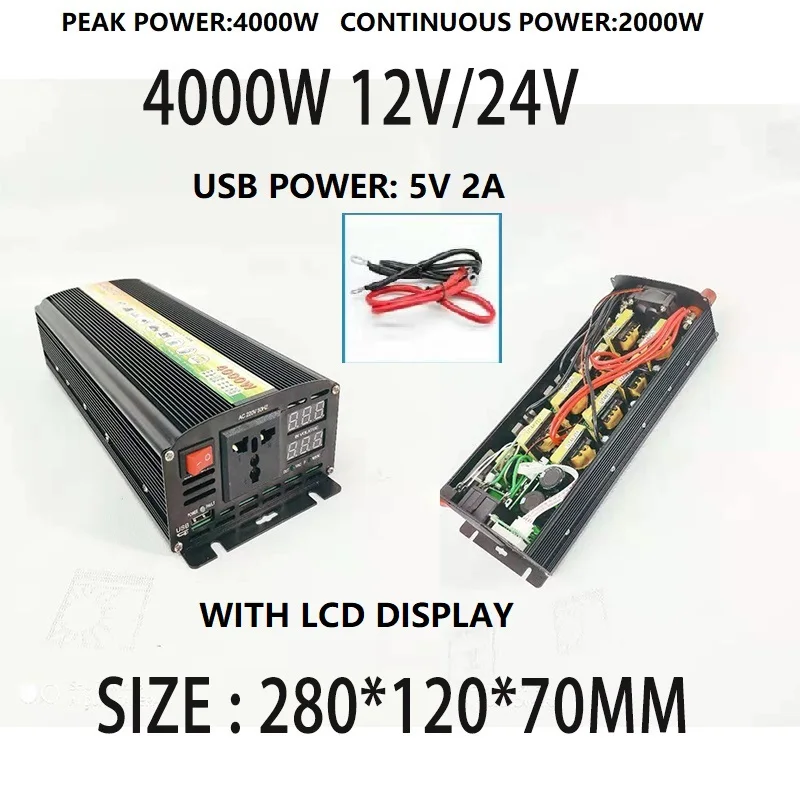 Car Power Inverter Converter Peak 4000W 12V to 220V Voltage Transformer Modified Sine Wave