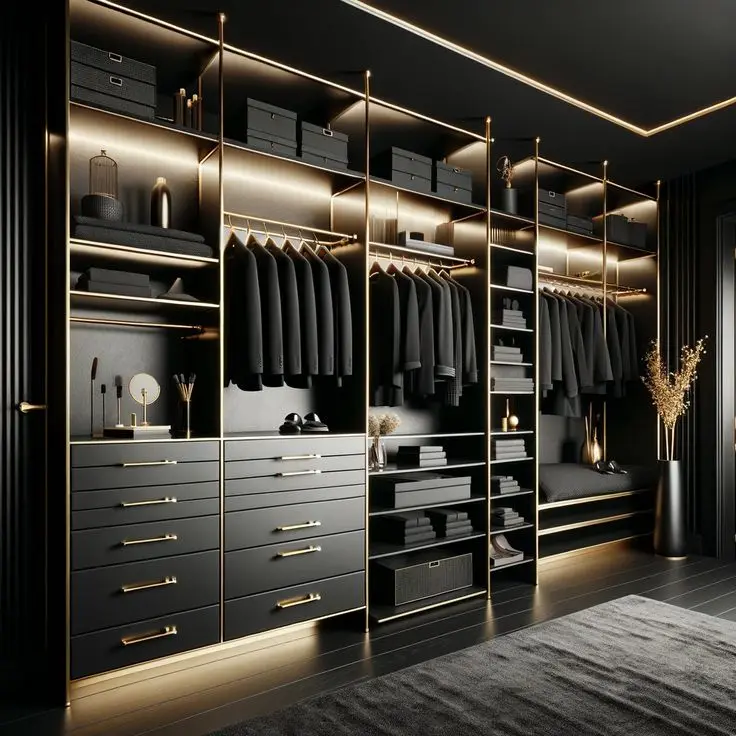 CBMmart Bedroom Walk In Closet Custom Wardrobe Design With Lighting Wood Armoire Closet Wardrobes