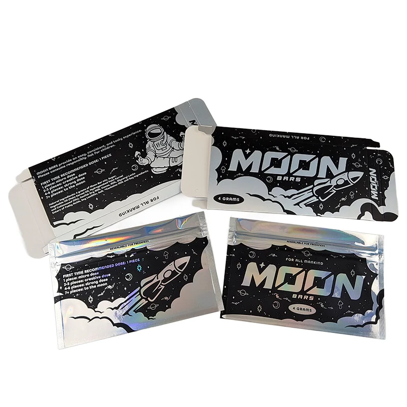 Custom Eco Friendly Folding 30g Protein Peanut Mushroom Moon Chocolate Bar Wafer Cookies Food Packaging Kraft Paper Boxes