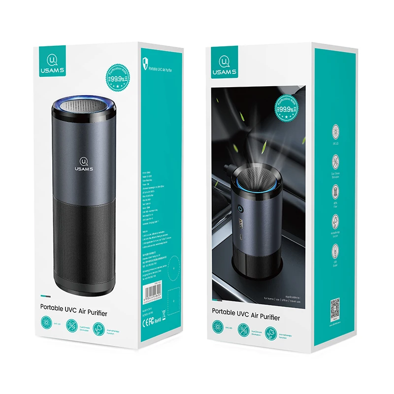 USAMS zb169 Portable Air Cleaner Humidifier UVC Car Air Purifier Hepa Filter Personal Air Purifier