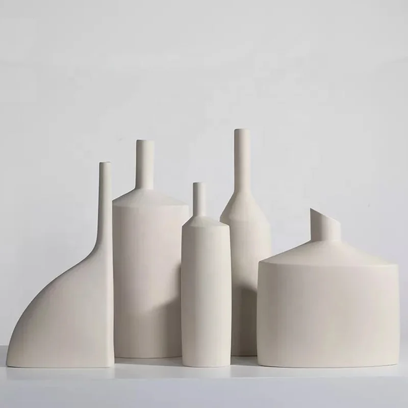 Porcelain ceramic flower vase Nordic Minimalist white modern for home decor