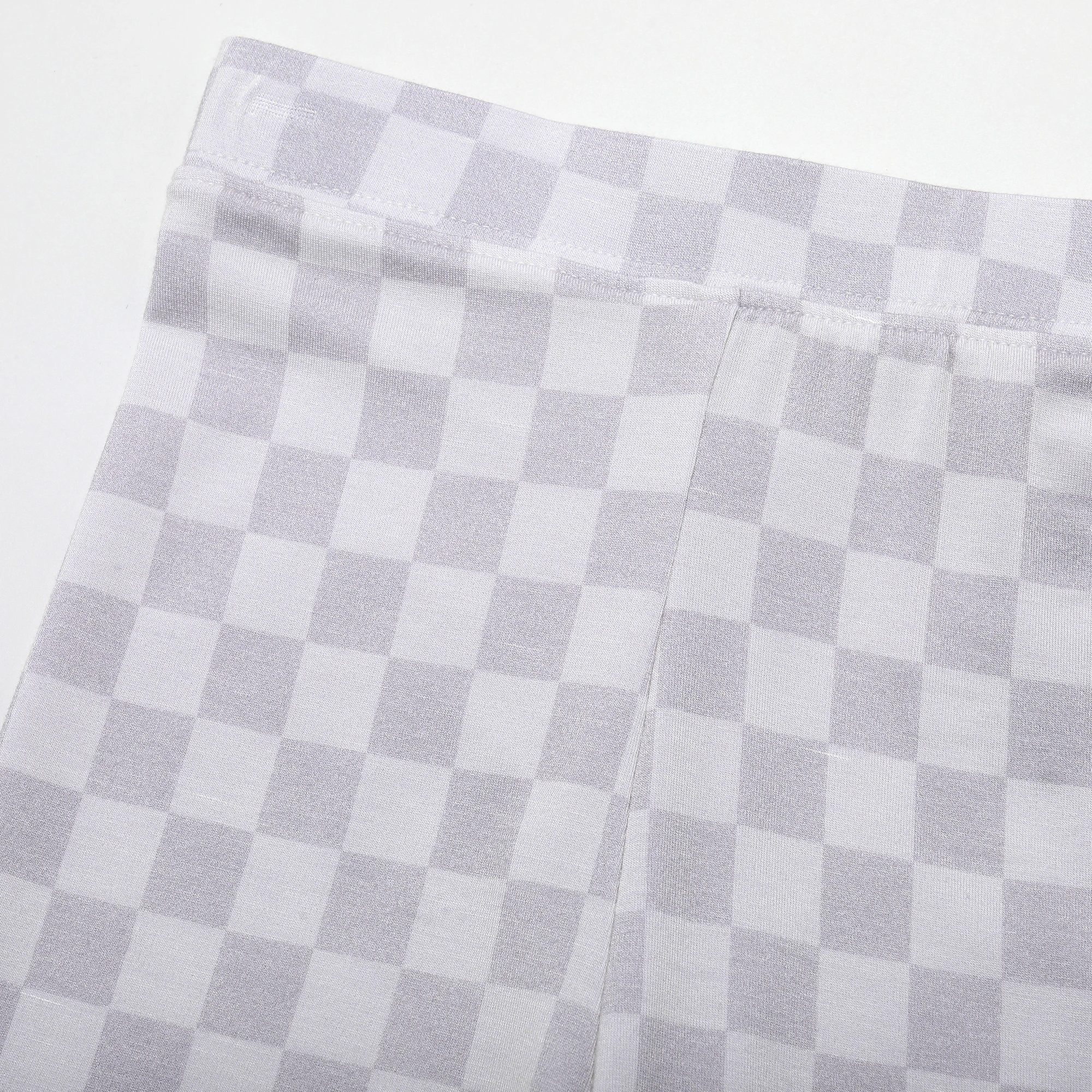 2024 Square Pattern Baby and Kids Bamboo Spandex Material Tops and Pants New Design Baby Clothes Long Sleeve Baby Pajamas