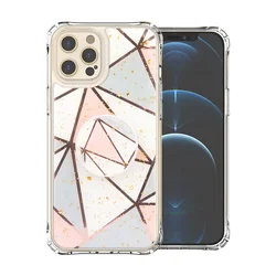 New Custom Marble Geometric Stripe IMD Phone Case for iPhone 12 Epoxy Case Cover with Air Bracket