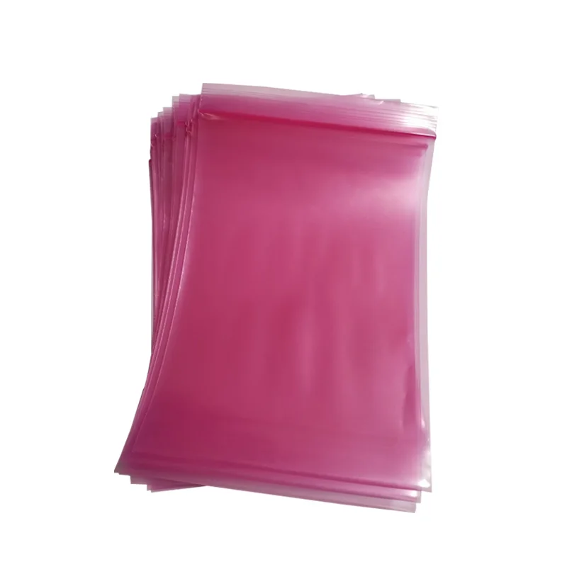 ESD Pink Poly Bag Anti Static PE Plastic Packing Bag  Static Electricity Prevention PE Plastic Bag with Zipper Heat Sealable