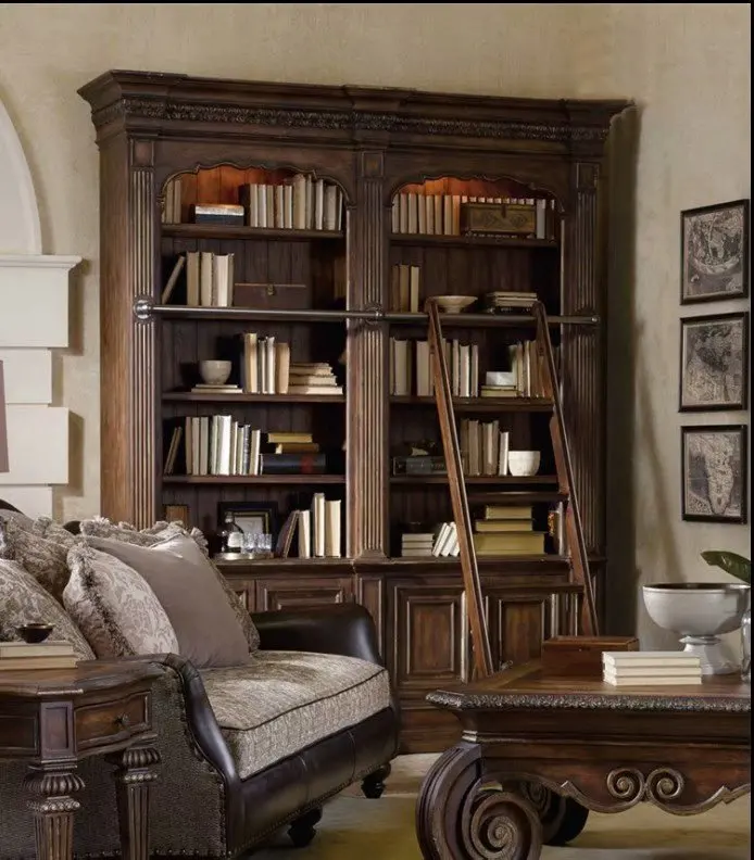 American high-end study restores ancient ways to do old solid wood oak carvings bookcase
