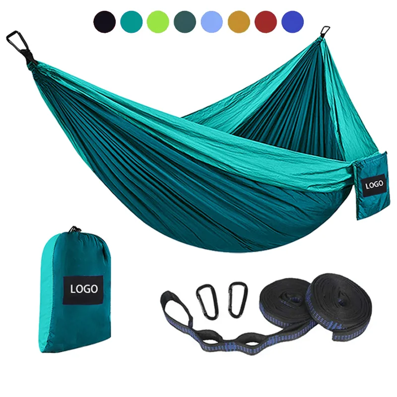 Custom 210T Nylon Double Single Portable Camping Hammock for Outdoor Travel and Hiking Adult Swing Feature Parachute Fabric