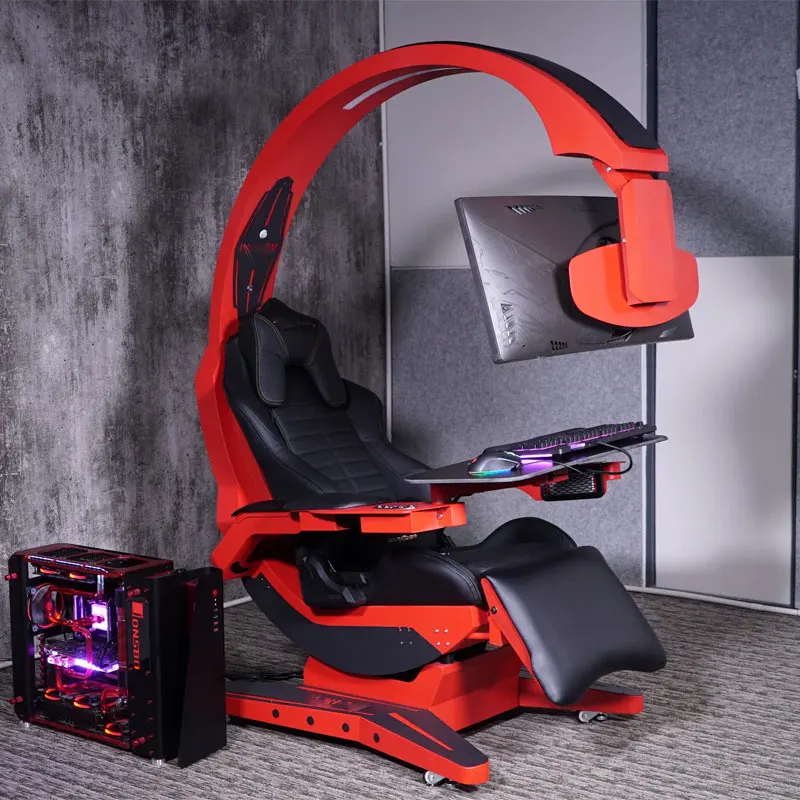 HQSLP hot sale zero gravity recliner  LED light speaker scorpion cockpit gaming chair