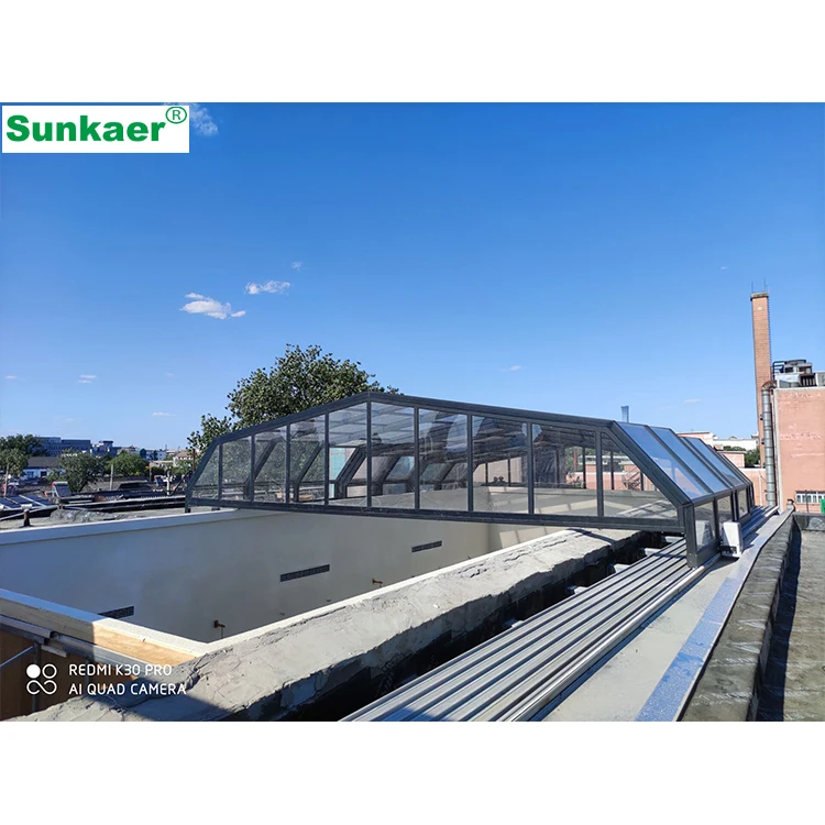 SK-S03 high strength Patio Enclosure retractable sunroom roof polycarbonate glass balcony roof covering electric roof