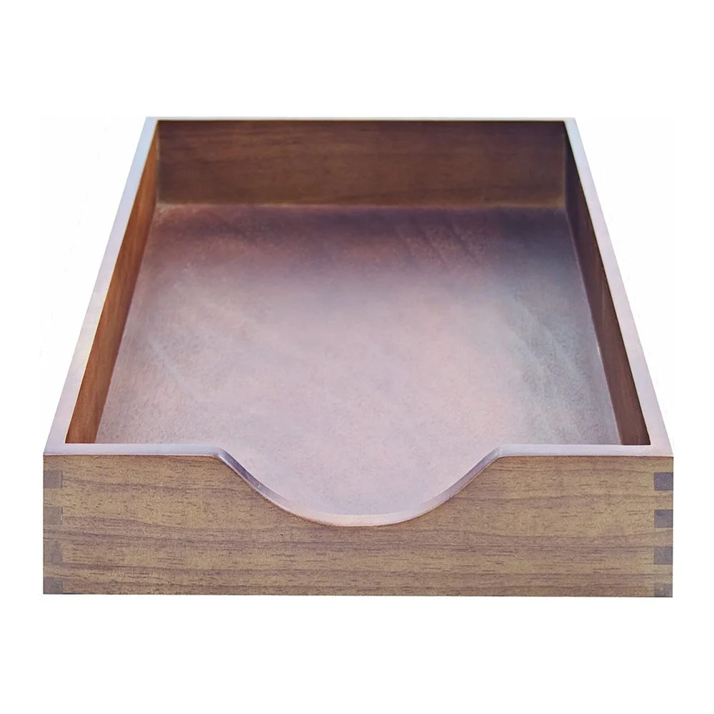 Cheap Factory Price Walnut Finish Hardwood Stackable Desk Tray Letter
