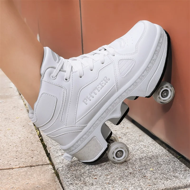 kids kick out ice skating shoes , kids retractable wheels roller shoes , led light up children roller skate shoes with wheels