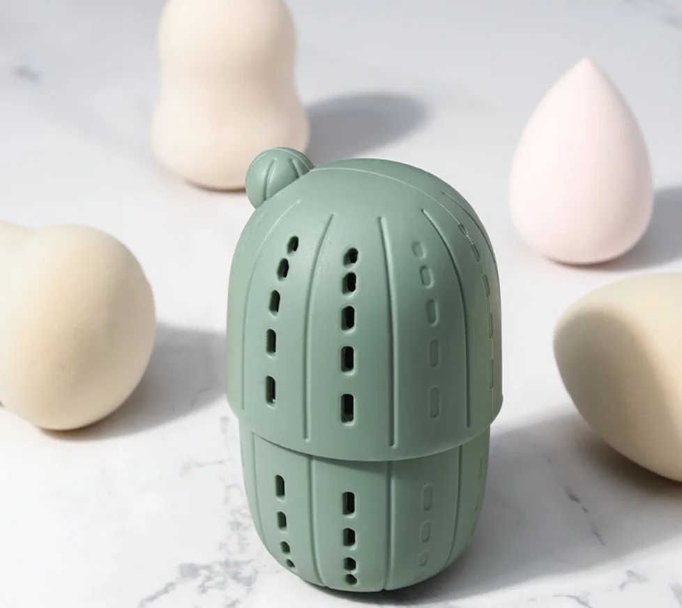 Silicone Makeup Sponge Holder cactus Packaging Display Drying Holder Case Pack Sponges
