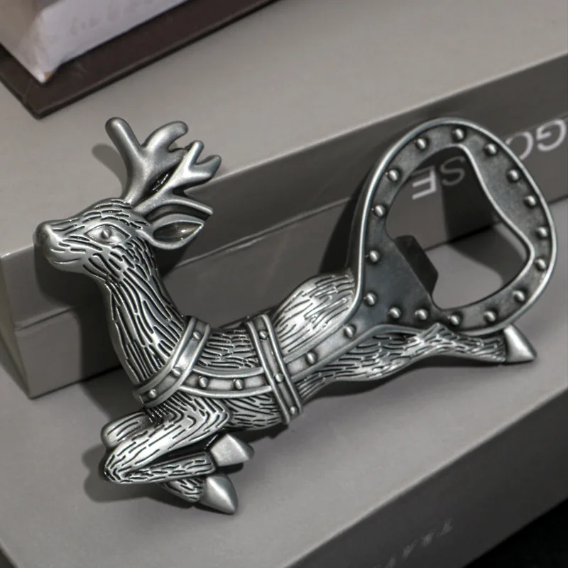 Wholesale Portable Retro Bottle Opener Zinc Alloy Animal Beer Bottle Opener Fridge Magnet Elk Metal Beer Opener For Kitchen Tool