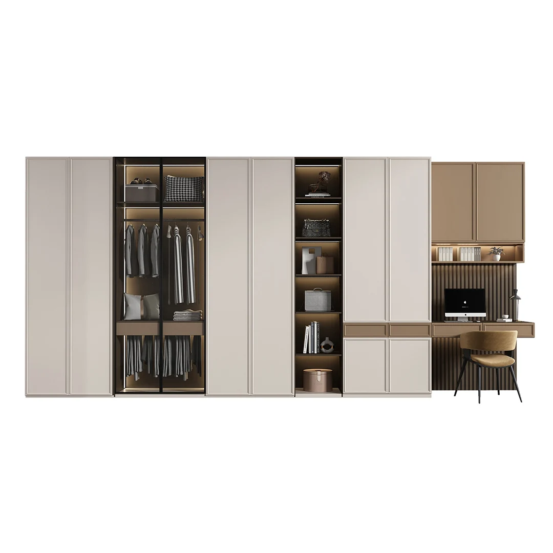 Whole house customized modern light luxury overall wardrobe flat open aluminum multifunctional custom aluminum alloy wardrobe