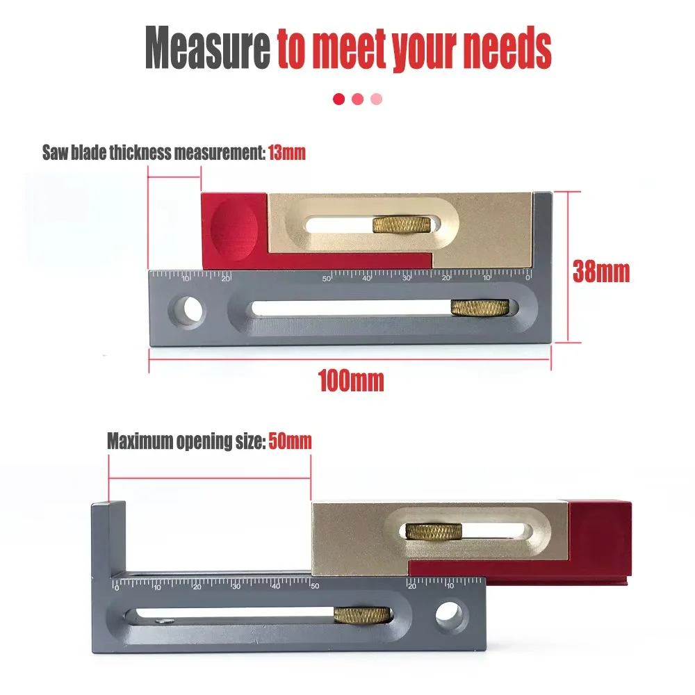 Table Saw Slot Adjuster Mortise Tenon Tool Movable Measuring Block Length Woodworking Tools