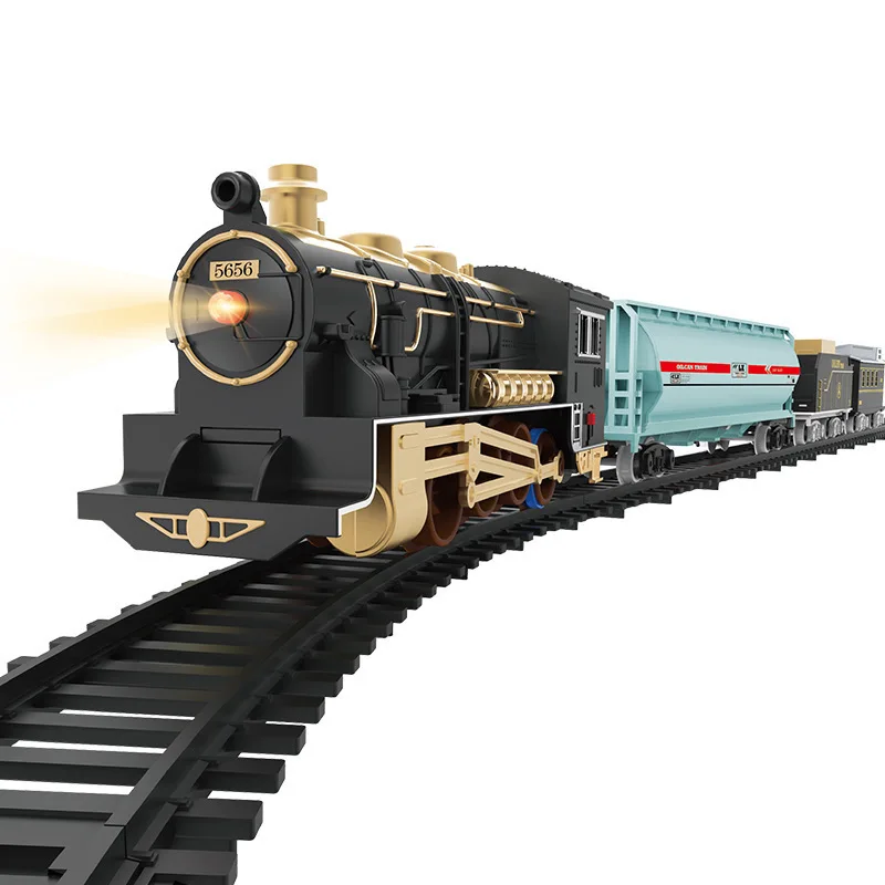 Battery Operated Classical Railway Musical Light Trace Track Toy Car Diy Christmas Train For Holiday Gifts