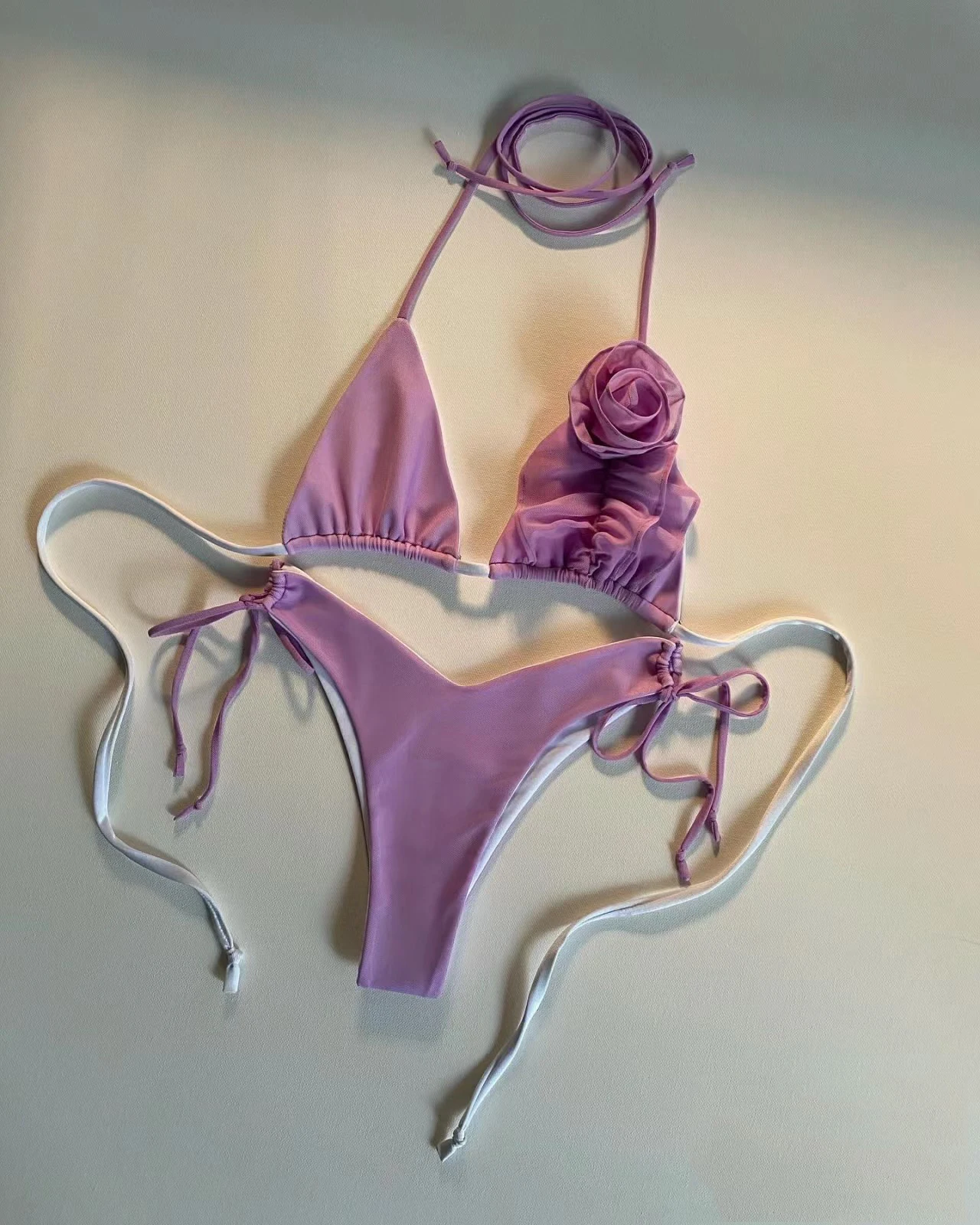 Hot Sexy Miniature Strappy Swimsuit custom Seamless bikinis 3D Flower bathing suit women