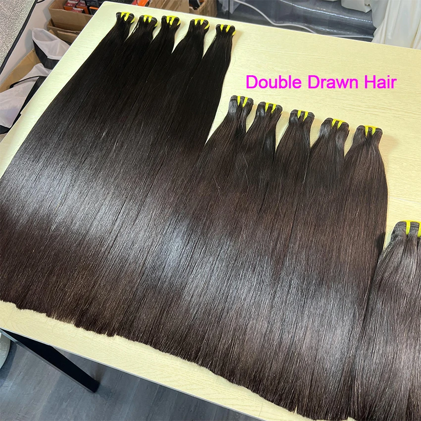Raw Cuticle Aligned Virgin Human Hair Bundles Vendors Wholesale 12A 15A Grade Bone Straight Vietnamese Double Drawn Human Hair