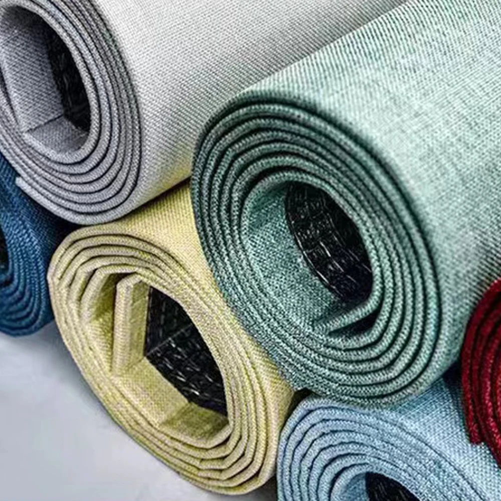 Self adhesive Line Texture 3D Foam Wallpaper Cloth Like Film Solid Color Wall decoration panels