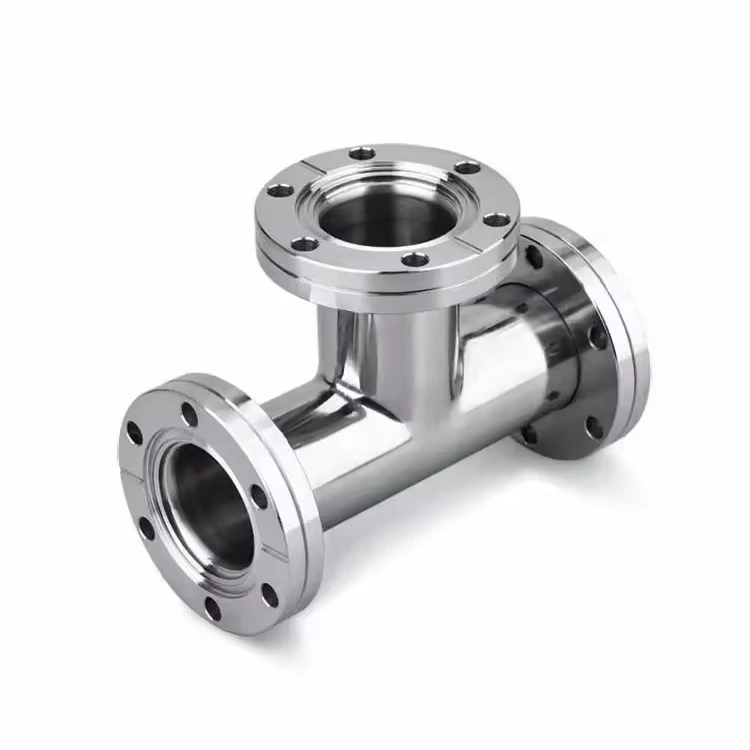 SANTHAI SS304/316L CF равные тройники пескоструйная обработка высоковакуумный фланец равного диаметра