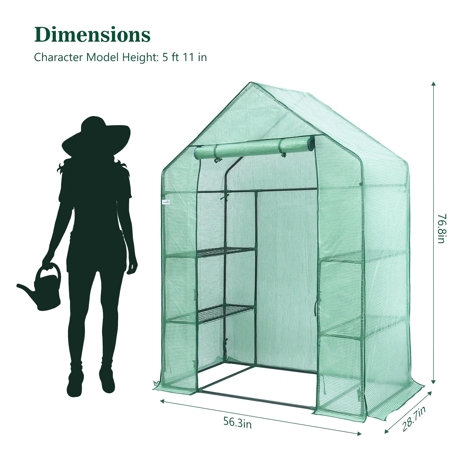  Outdoor 4 Wired Shelves Greenhouse Grow Tent Small Garden for Potted